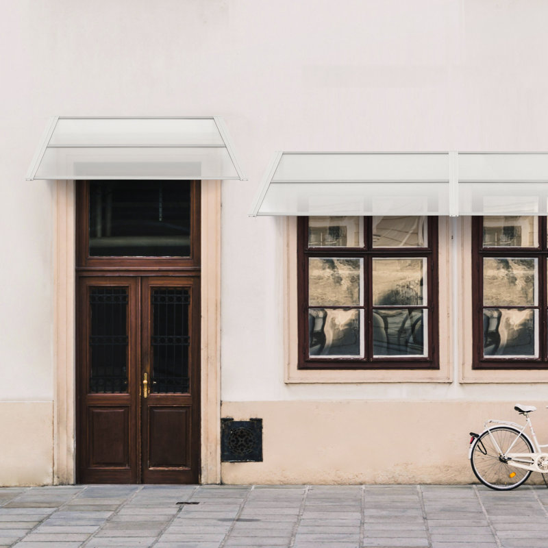Outdoor Slope Window Awning, UV Resistance, White, 11" H x 79.1" W x 38.2" D