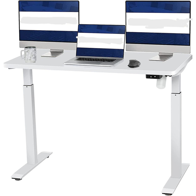 Bureau debout électrique complet, bureau à hauteur ajustable 48 po x 24 po, bureaux assis-debout, blanc