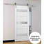 Porte coulissante de style grange avec quincaillerie de 2 m (6,6 pi) Quadro 4055 Blanc Soie avec rails en verre opaque dépoli, robustes portes intérieures à panneaux massifs en bois argenté - 61 cm x 213 cm (24 po x 84 po) - Rail argenté-50048597-50038372