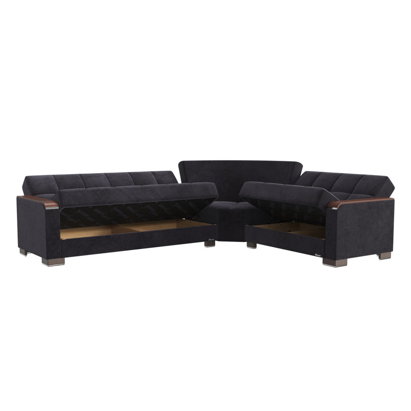 Legacy X 224” Convertible Sectional Sofa Bed with Storage – Firm Support L-Shaped Sleeper Sectional for Small Spaces