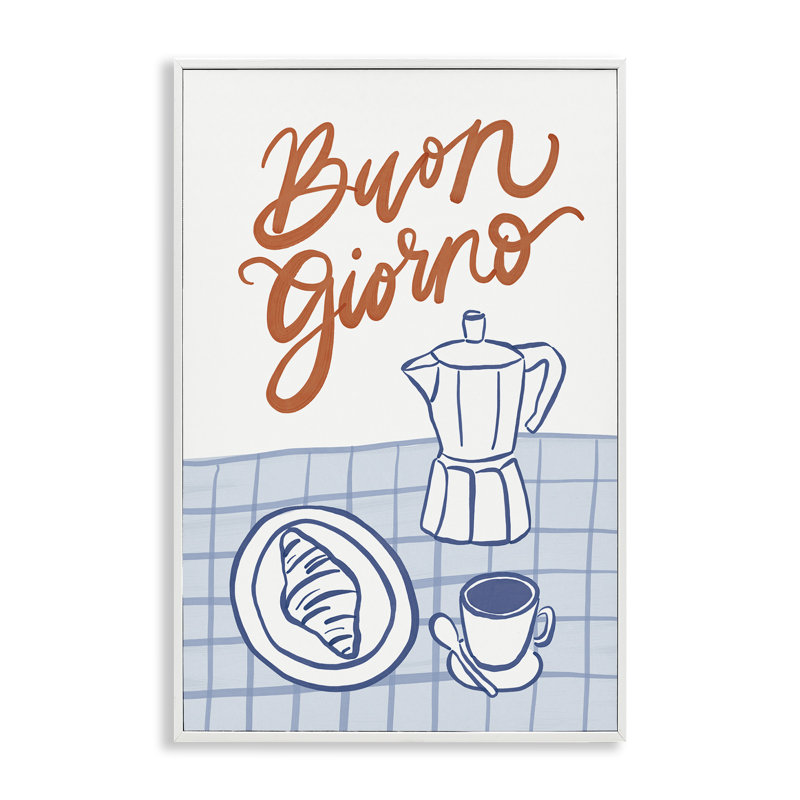Buon Giorno, petit-déjeuner espresso, estampe numérique, design par Amanda Houston, H 24 po x l 16 po