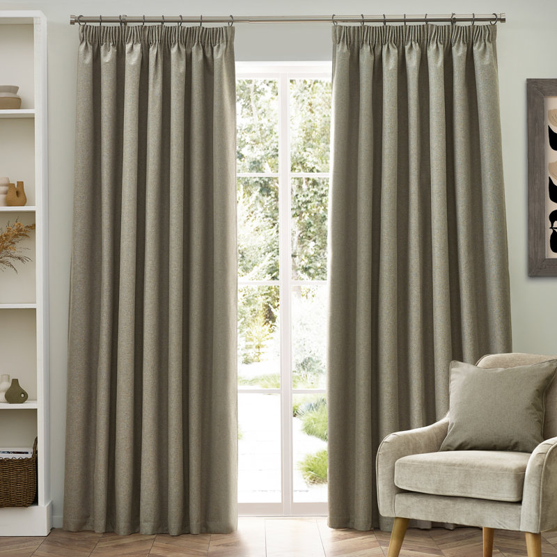 Dawn 100% Blackout Pencil Pleat Curtains, 229cm x 137cm , Natural