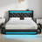 Upholstered Platform Bed Frame with Wingback Headboard & LED Lights& 4 Storage Drawers-966201852-966201853