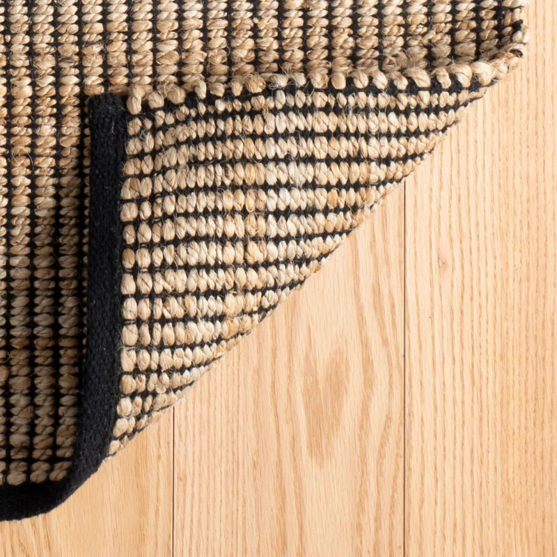 Gridwork Handwoven Jute Rug, Rectangle 3' x 5', Black/Brown