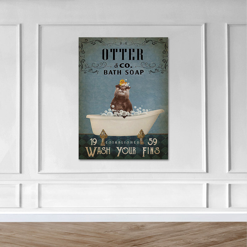 " Otter Taking A Bath ", 36" H x 24" W x 2" D