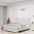 Upholstered Bed with Diamond Button, Modern Bed Frame with Galaxy Projector, No Box Spring Needed & Noise-Free Sturdy Wood Slats, PU-1586770351-1586770349