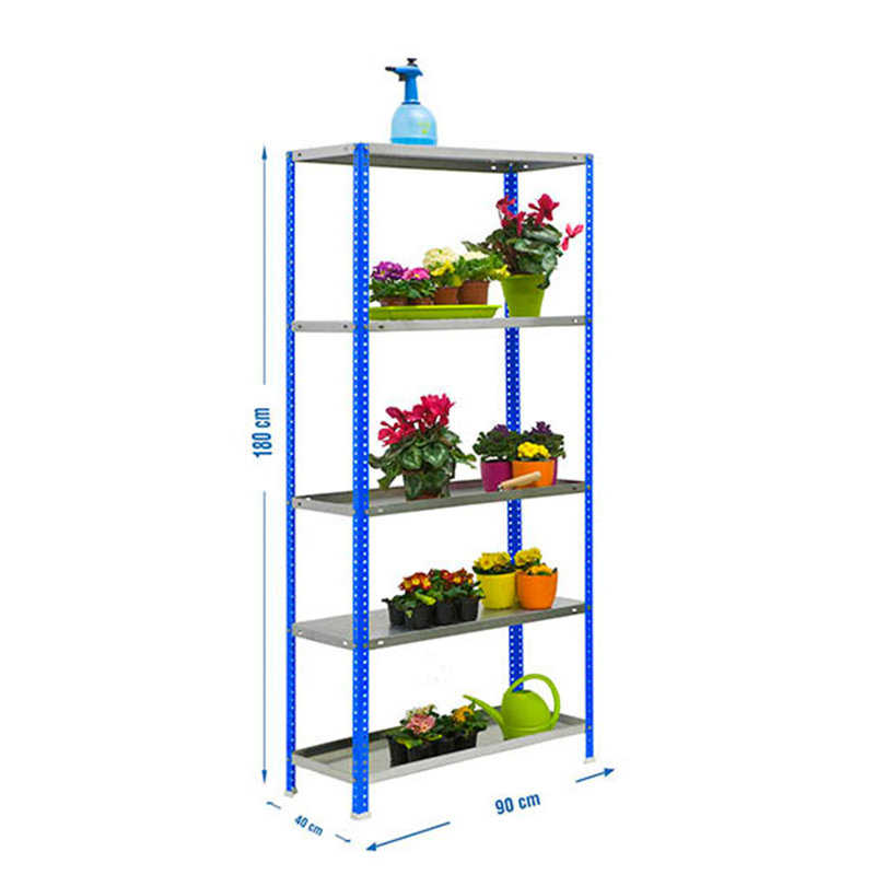 Upper Vobster 90cm W Steel Height -Adjustable Shelving Unit, Blue/Grey, 180cm H x 90cm W x 40cm D