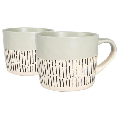 Nicola Spring - Dipped Dash Stoneware Coffee Mugs - 450ml