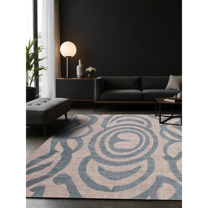 Tapis gris soyeux et moelleux, Carré 3 pi