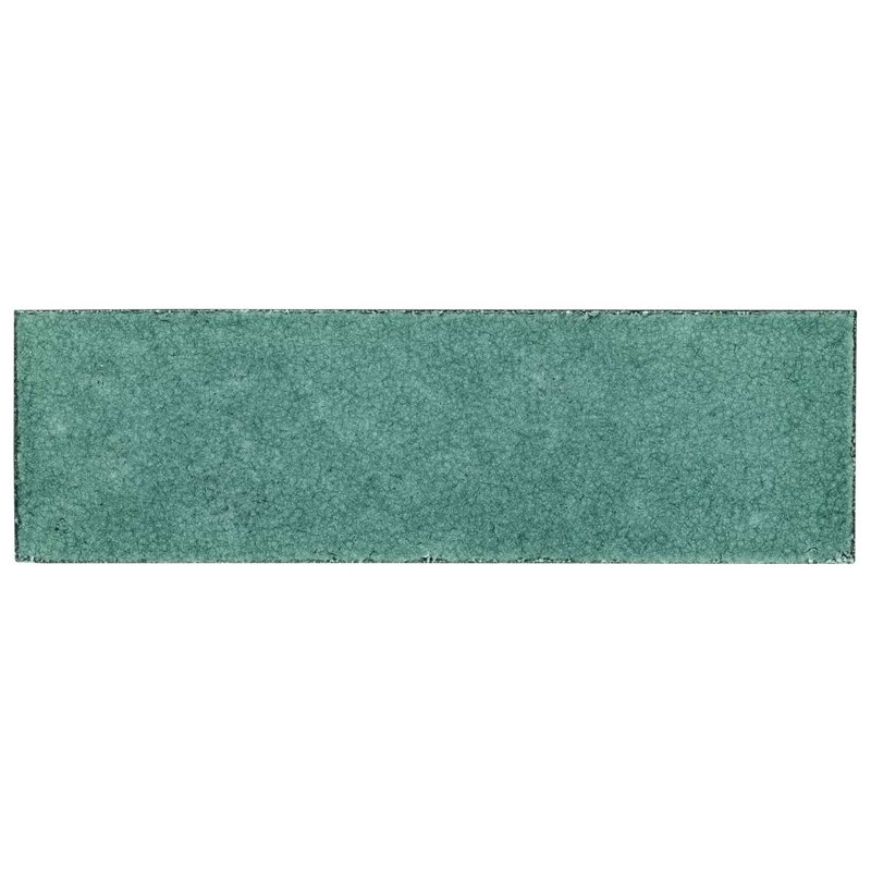 Color One 2x8 Glossy Lava Stone Tile, Jade Green