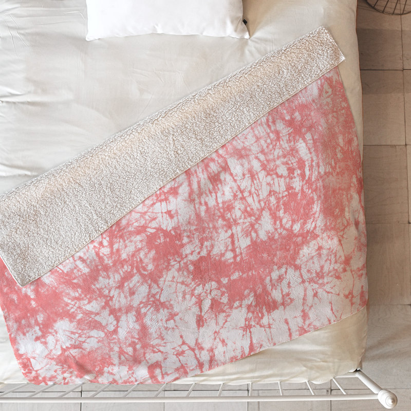 Couverture batik en grésilleté, L 80 po x l 60 po, Rose