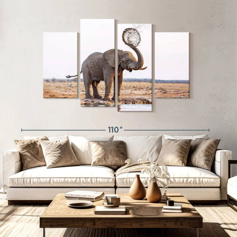 Brampt Elephant Mud Splash, 54" H x 84" W