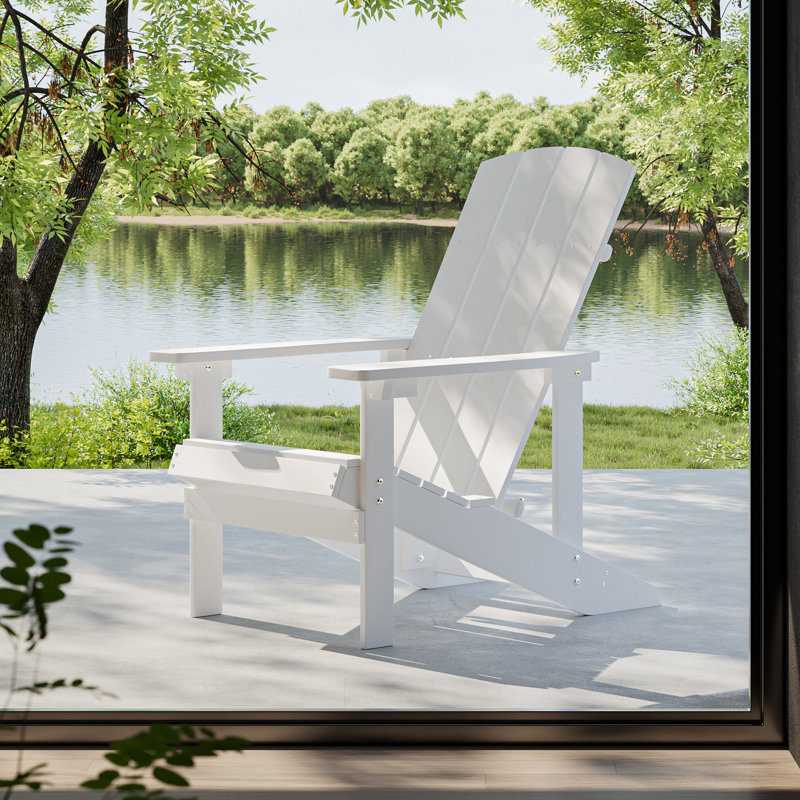 Shandel High Impact Polystyrene Weather Resistant Adirondack Chair, Blanc