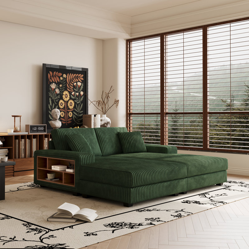 Combinaison de chaise longue convertible surdimensionnée rembourrée, Vert