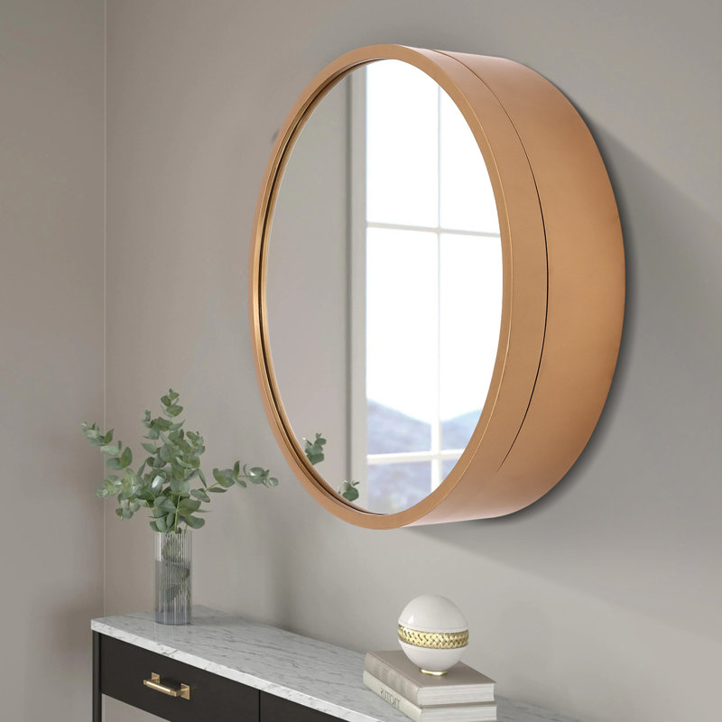 Danvers 19.68'' Round Wall Mount Bathroom Mirror Cabinet, Gold