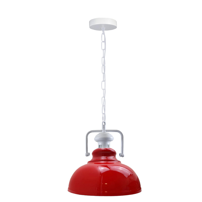 Lockett 1 - Light Satin Nickel Pendant, Red