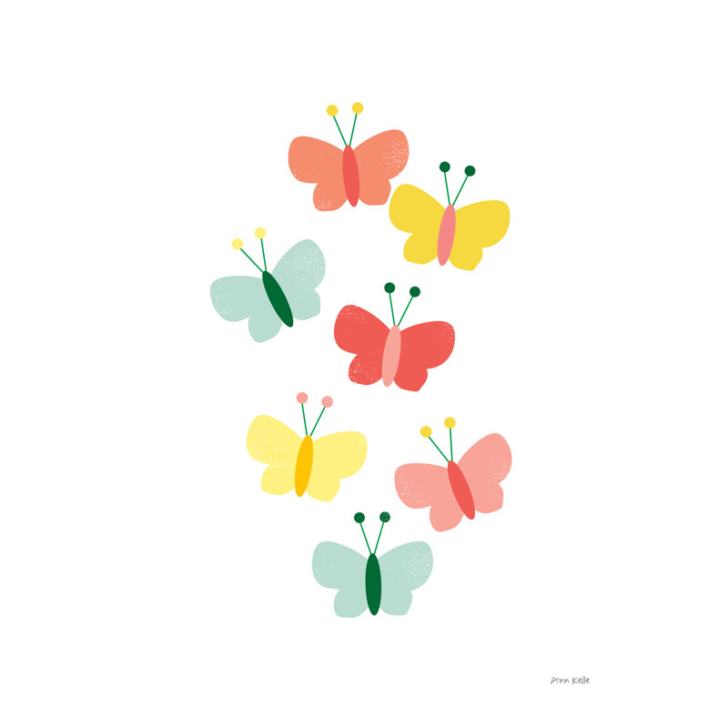 «Butterfly Friends Crop On Canvas» par Ann Kelle, reproduction, H 16 po x l 12 po, Non, Cadre simple noir