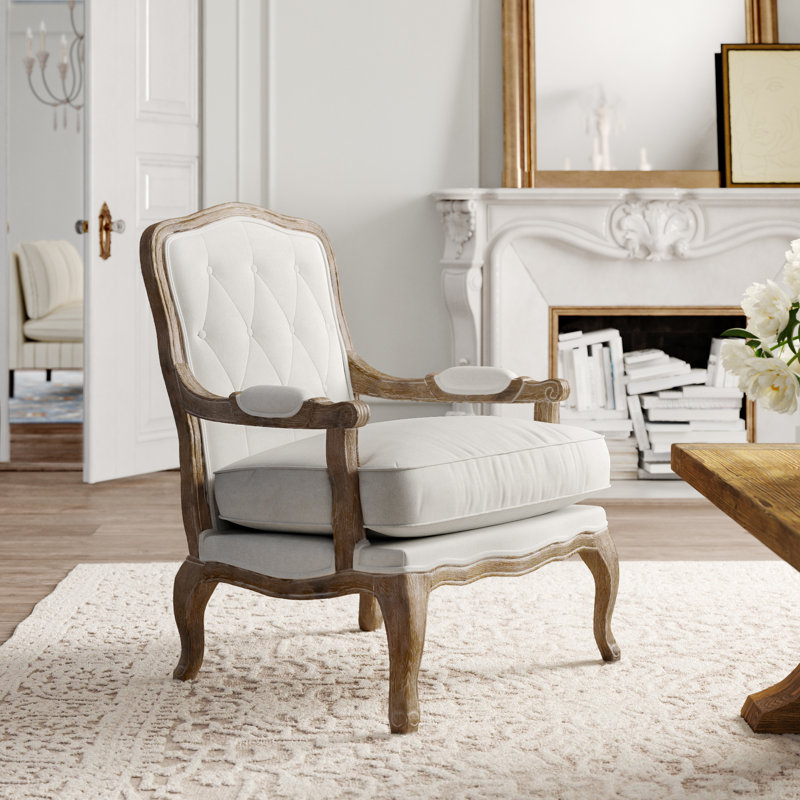 Fauteuil 29 po Adalee, Beige mousseline