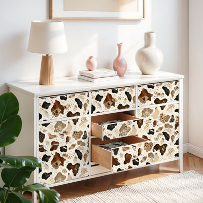 Peel and Stick Wallpaper Contact Paper Cow skin seamless Print animal hide brown spots white Mammals Fur Self Adhesive and Removable 17.7in x 118in(45x300cm)