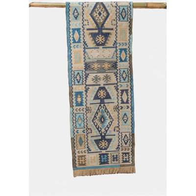 Castra Geometric Wool Hand Woven Kilim Indoor / Outdoor Area Rug
