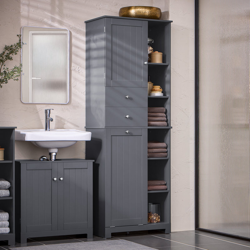 Floor Mounted Bathroom Cabinet, Dark Grey