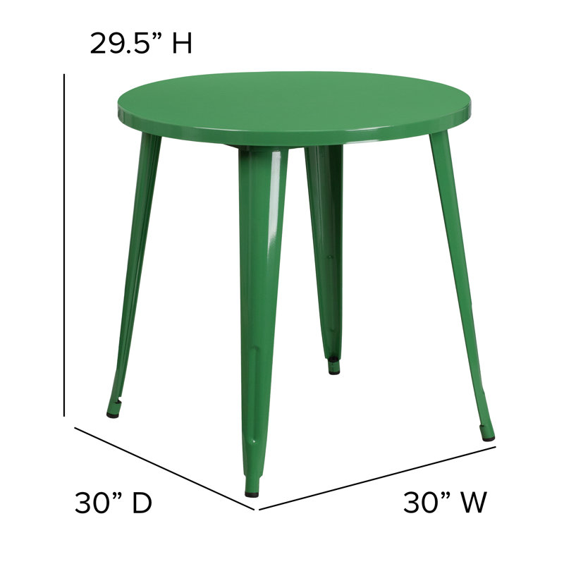 Table ronde intérieure / extérieure en métal 30 po Pelzer, H 29 po x l 30 po x P 30 po, Vert
