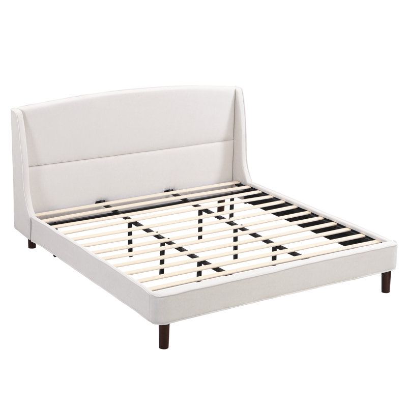 Warrick King Upholstered Platform Bed Frame with Wingback Headboard