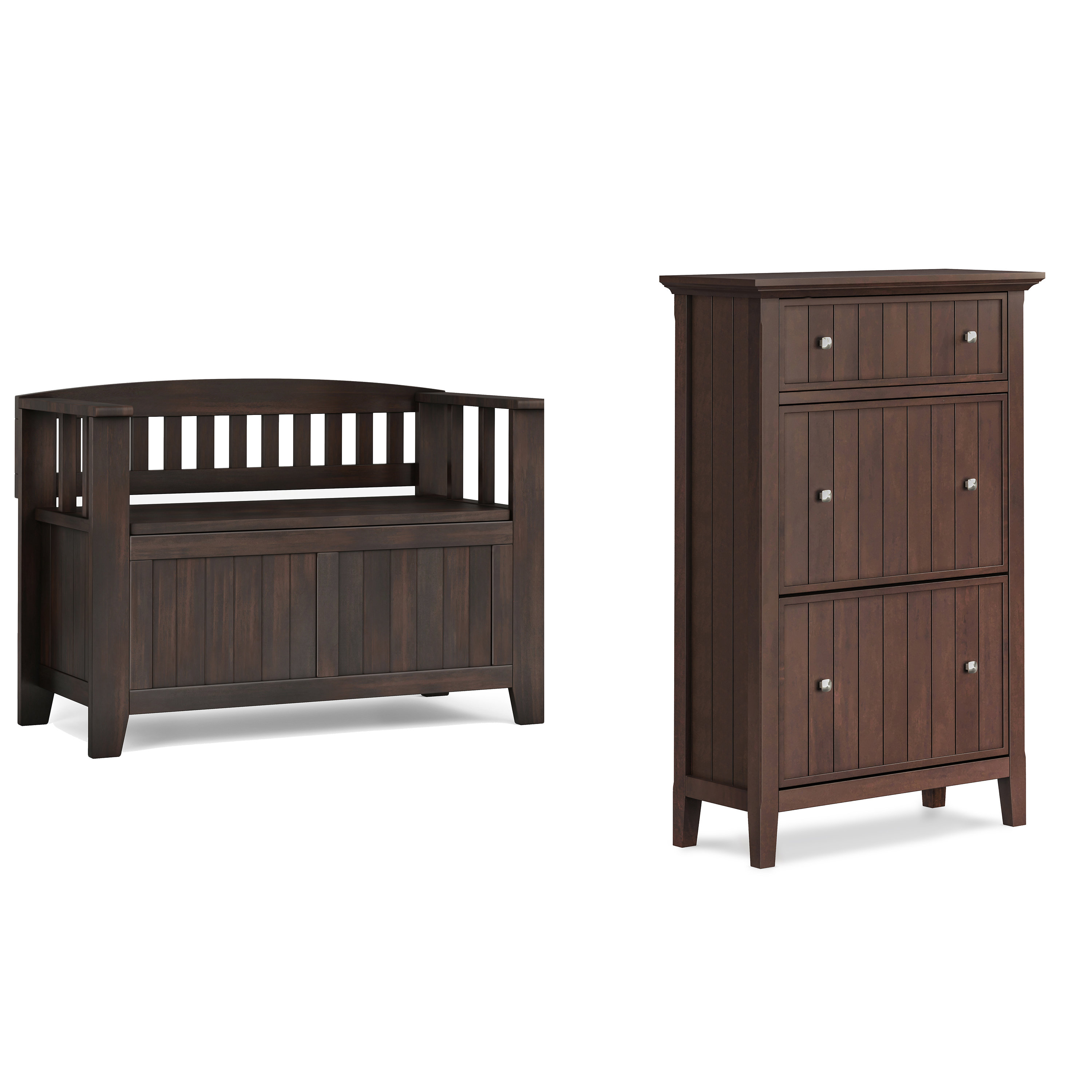 Simpli Home Acadian Solid Wood 36 Inch Wide Small Storage Bench And 31. ...