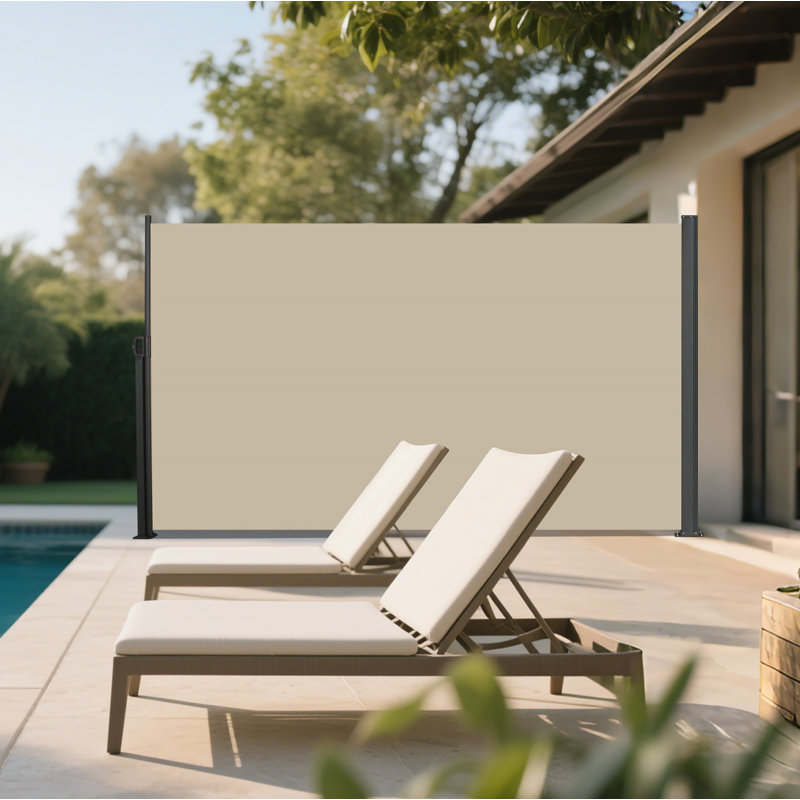 Auvent rétractable pour écran latéral, résistant aux rayons UV, imperméable et protecteur pour patio, jardin, balcon, 118 po, beige