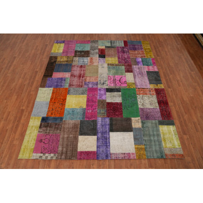 Wool Patchwork Distressed Area Rug 8x10