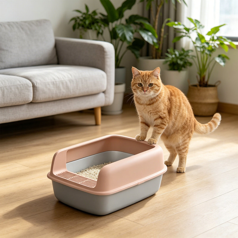 Bac à litière semi-fermé pour entrée de chat, 15,75 x 12,2 x 6,69 pouces, rose, Rose