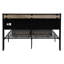 Structure de lit plateforme grand en métal avec tiroir - tête de lit tapissier, aucun sommier tapissier requis, rangement inférieur, stable et silencieux, largeur de 58,76 po + revêtement moderne requis, facile à assembler, poids de 68,82 lb,
