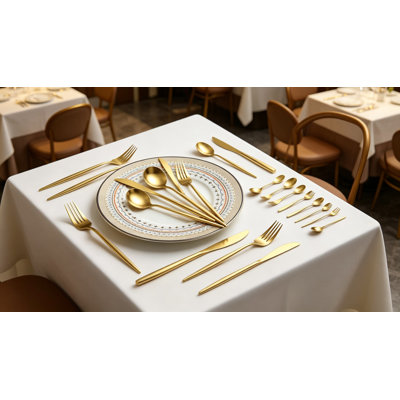 Gold Silverware Set 60 Piece Service for 20, Titanium Gold Plated Stainless Steel Flatware Set with Knives Forks Spoons, Cutlery Set for Wedding Party Birthday Restaurant, Dishwasher Safe