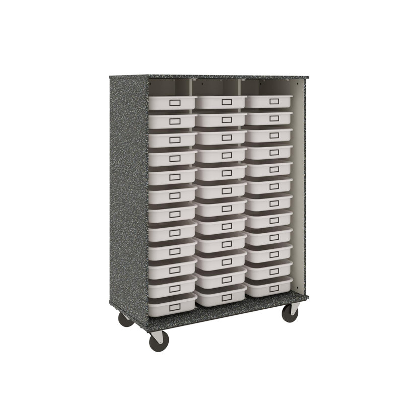 Mobile Manufactured Wood Tote Tray Cart, Graphite Nebula
