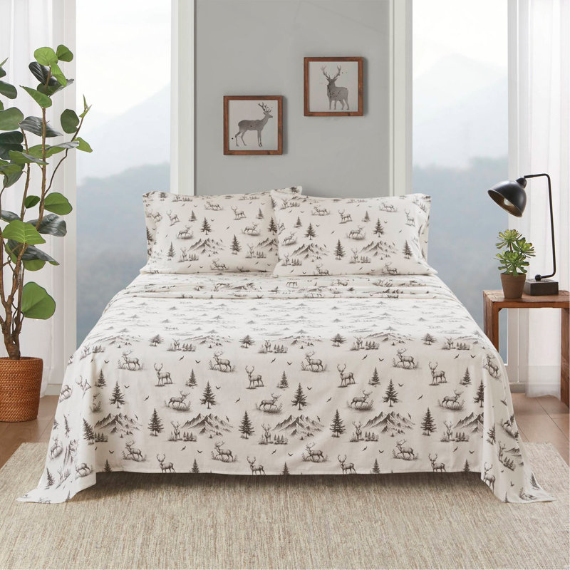 Ensemble de draps gris cerf, 3, Lit simple