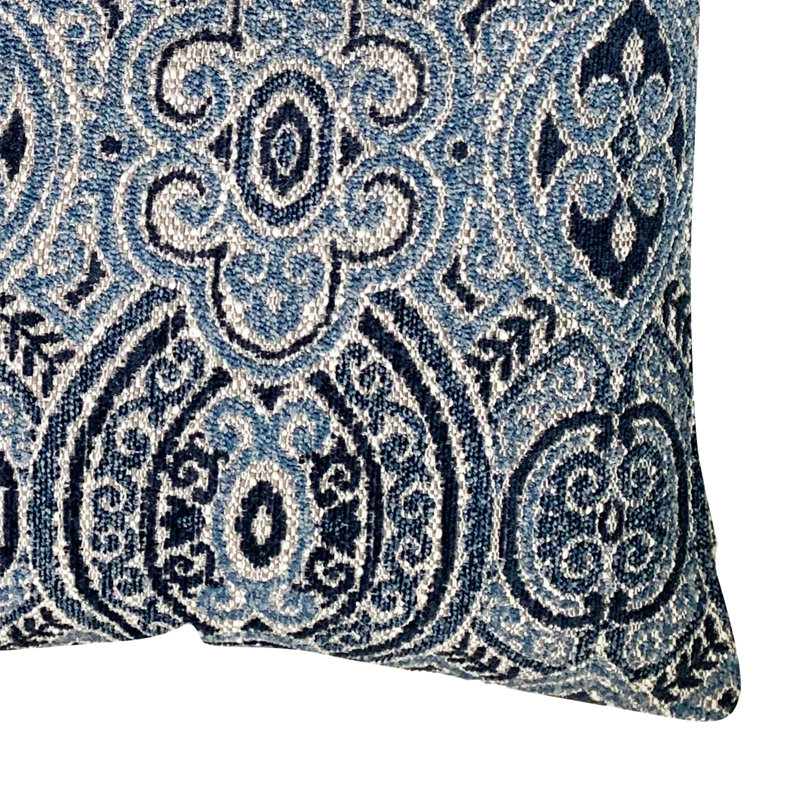 Damask Reversible Throw Pillow, 18" H x 18" W x 4" D, Blue