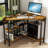 Hatal Corner Desk with Outlets & USB Ports, 90 Degree Triangle Corner Table with Storage Shelves-2019866489