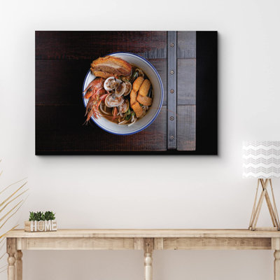 Kitchen Food " Japanese Fusion Style Ramen with Shrimp, Pork and Clams Fruit " Print