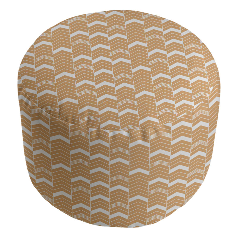 Upholstered Pouf, Light Orange