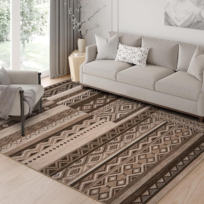 Vintage Patchwork Rug  Washable Runners Hallway Non Slip Geometric Carpet Stain Resistant Tribal Soft Mat Low Pile Foldable