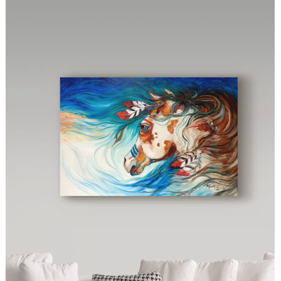 Duniya «The Drifter Indian War Horse», reproduction de peinture acrylique sur toile tendue