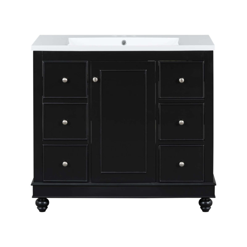 Meuble-lavabo contemporain avec lavabo intégré, tablettes réglables et rangement spacieux pour les salles de bain modernes