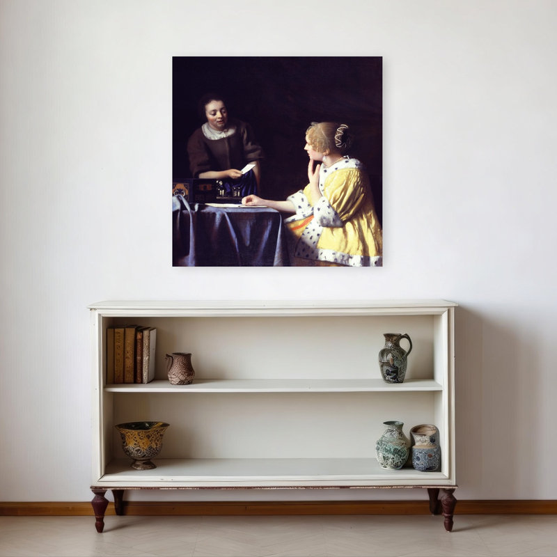 «Lady Maidservant», tenant une lettre, orchidée contemporaine violette, impression murale classique, H 32 po x l 32 po