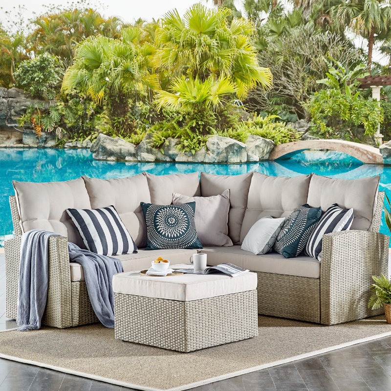 198.8cm Wide Patio Sectional with Cushions