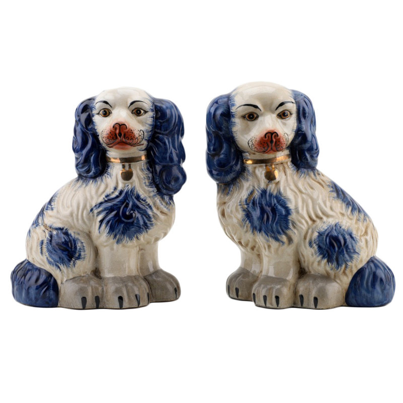 Animals Figurines & Sculptures, Blue/Cream