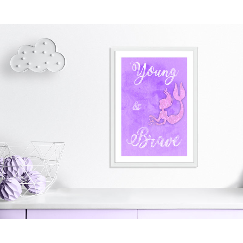 Adhésif décoratif Brave Mermaids, H 34,5 po x l 24,5 po x P 0,6 po, Encadré plat blanc