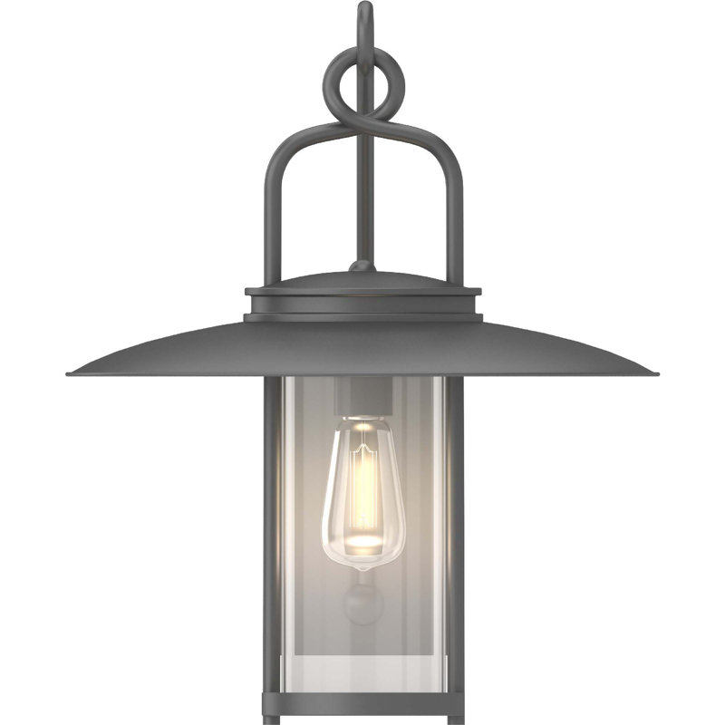 Applique murale ou applique murale à 1 lumière pour lanterne noire d'intérieur ou d'extérieur avec cylindre en verre transparent
