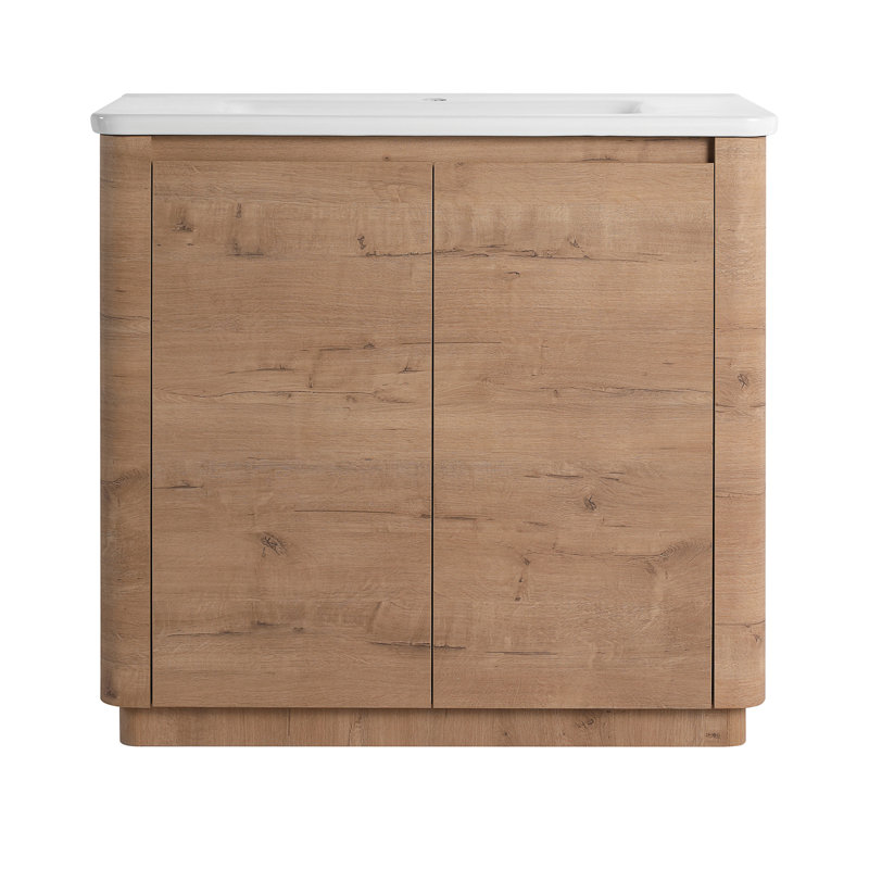 36'' Freestanding Bathroom Vanity With White Ceramic Sink & 2-Soft-Close Door, 36"