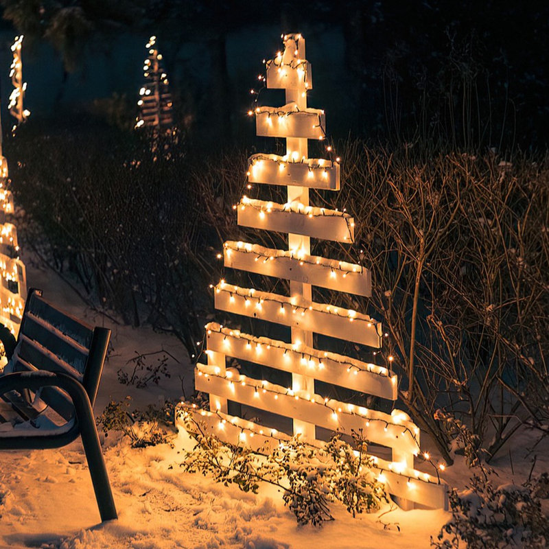 Solar Powered 125 LED Outdoor Holiday String Light- 68'' ft. Classic Christmas Bulb Lights, Warm White