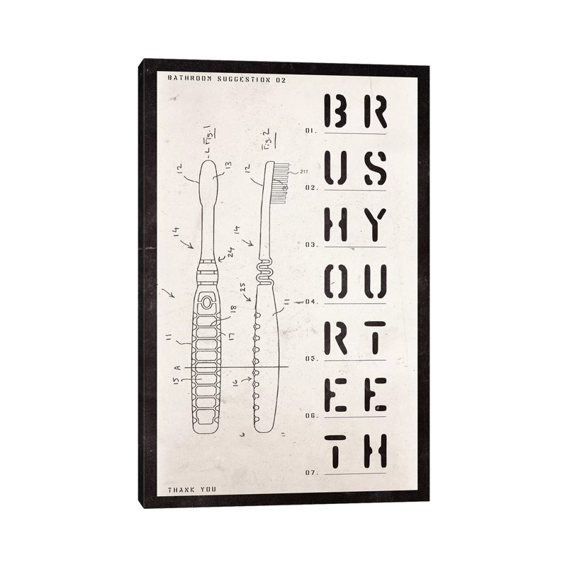 Toothbrush Patent Print - Wrapped Canvas Print, 66.04 cm H x 45.72 cm W x 3.175 cm D